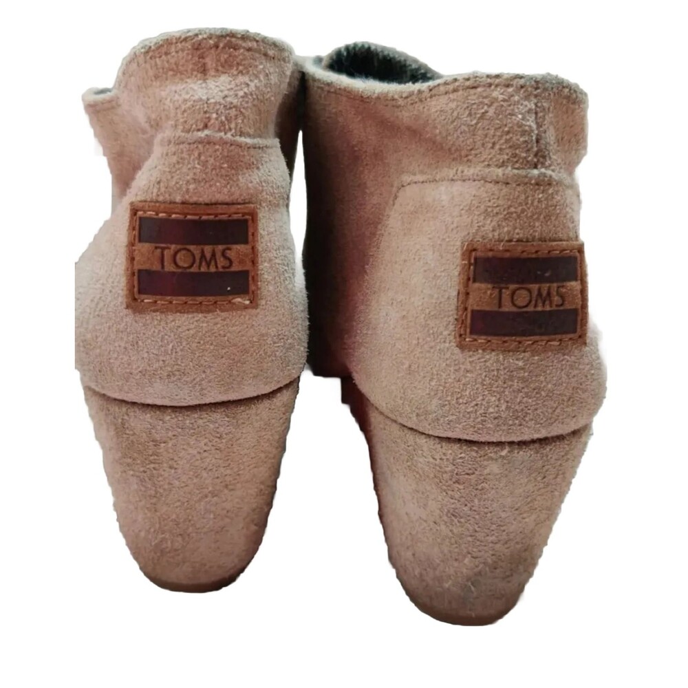 TOMS Desert Womens Size 7 US Tan Wedge Ankle Booties Suede Leather